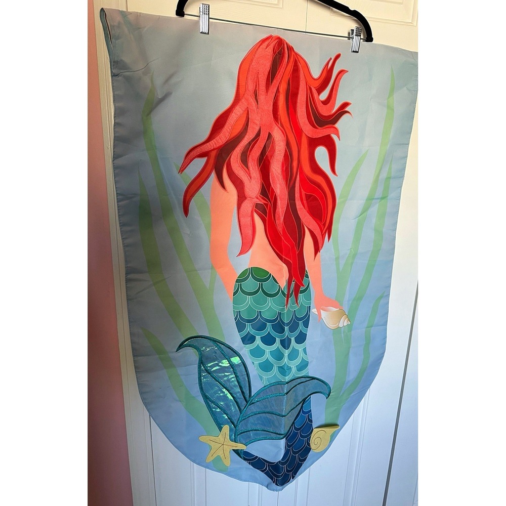 Evergreen Brand Mermaid With Red Hair House Flag. 43.5" L By 27.5" W